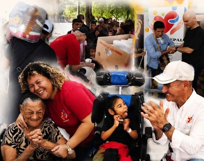 Voluntarios de Funcrijepal apoyando comunidades colombianas